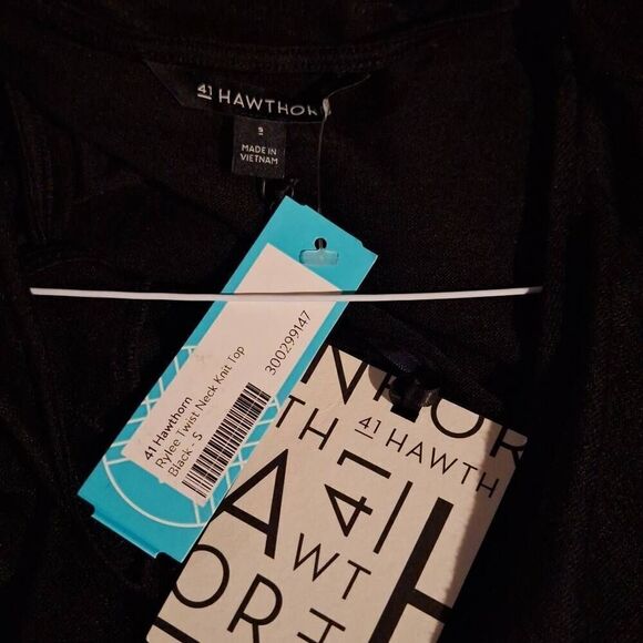 Stitch Fix | 41 Hawthorn Rylee Twist Neck Knit Womens Black Top Size S NEW - Picture 3 of 4